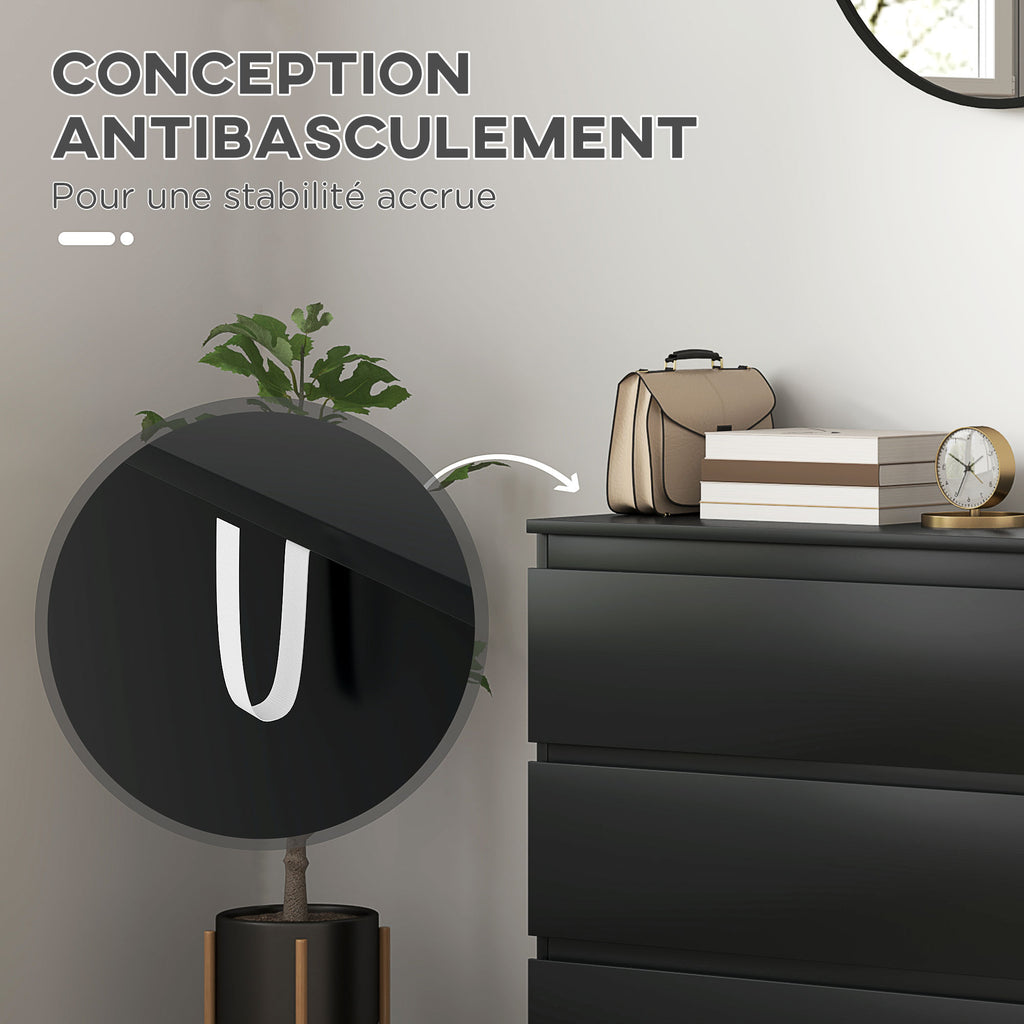 Commode 3 tiroirs, Meuble de rangement épuré pour chambre, intérieur, 80l x 39P x 73H cm-5