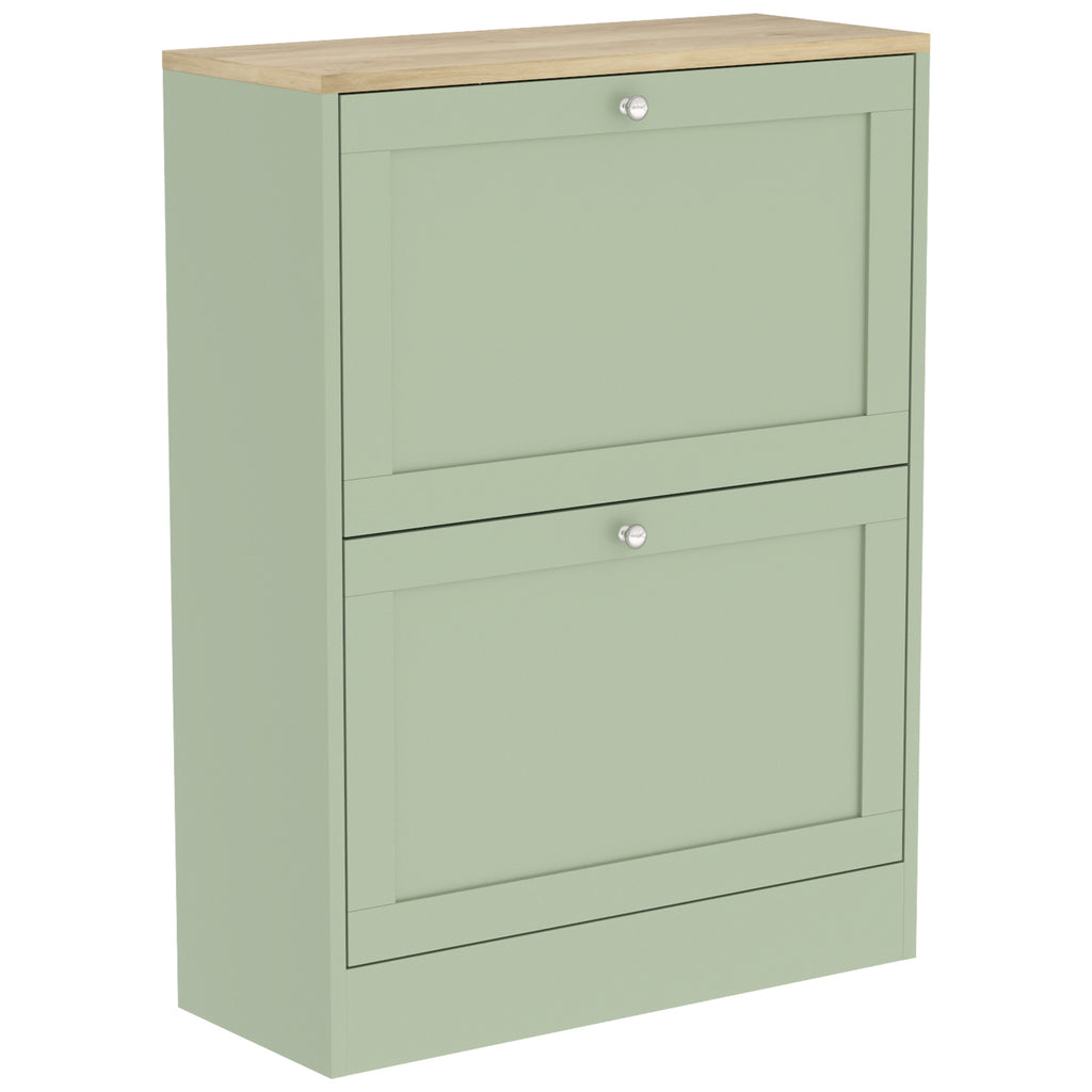 Meuble à Chaussures 12 Paires, Armoire à Chaussures Étroite avec 2 Tiroirs, Étagères Réglables, 60 x 23,5 x 80 cm, Vert-0
