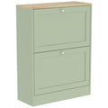 Meuble à Chaussures 12 Paires, Armoire à Chaussures Étroite avec 2 Tiroirs, Étagères Réglables, 60 x 23,5 x 80 cm, Vert-0