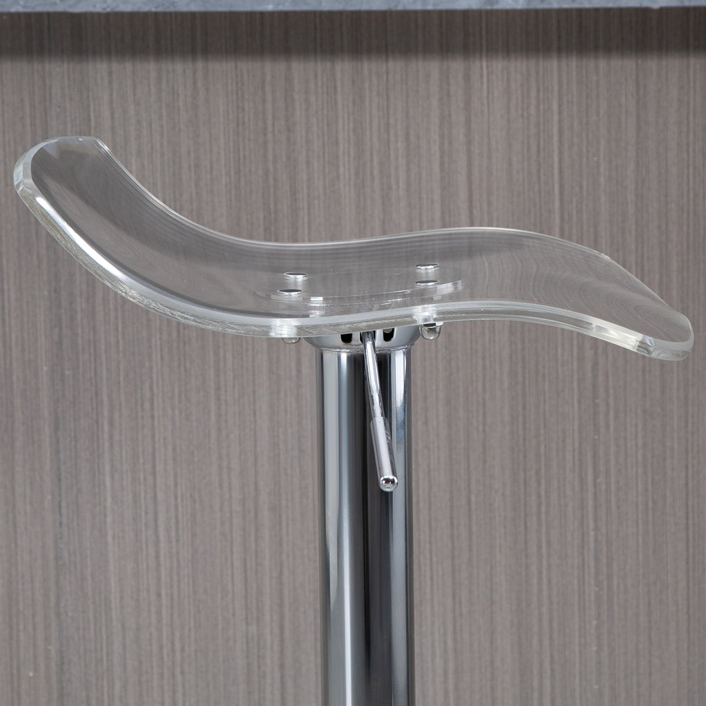 Lot de 2 tabourets de bar design contemporain assise acrylique et piètement métal - pivotant 360° - hauteur réglable avec repose-pieds - transparent-7