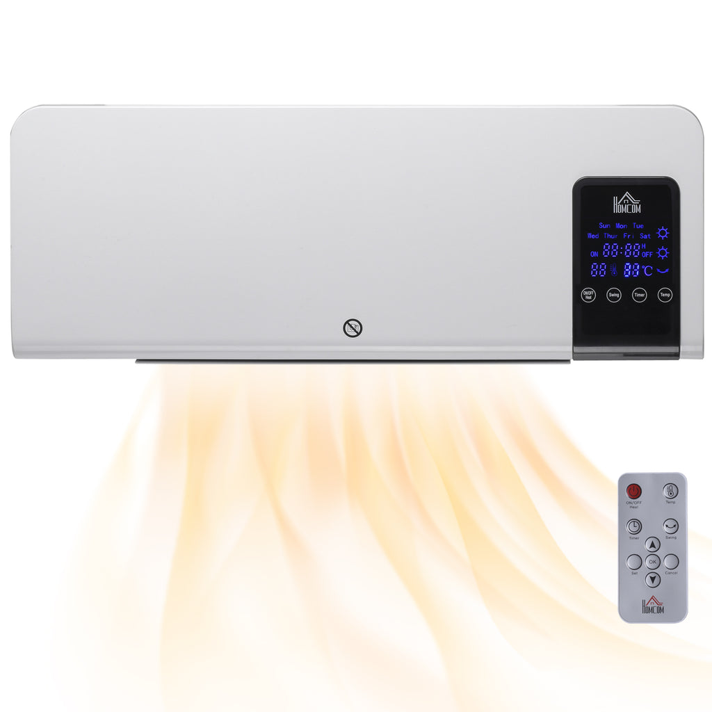 Radiateur soufflant mural chauffage céramique PTC - 1000 W / 2000 W oscillation minuterie avec télécommande blanc-8