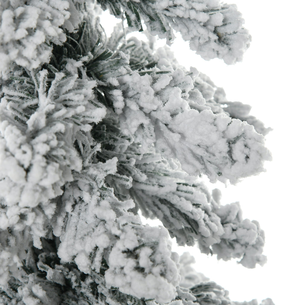 Arbre de Noël artificiel avec support en acier 253 branches enneigées socle pliable hauteur 135 cm vert-8