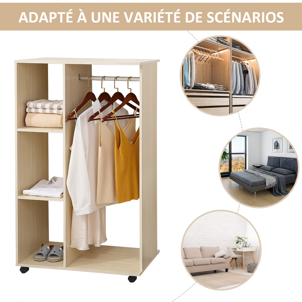 Armoire penderie Armoire de Rangement Mobile Panneaux de Particules Coloris chêne Clair-3