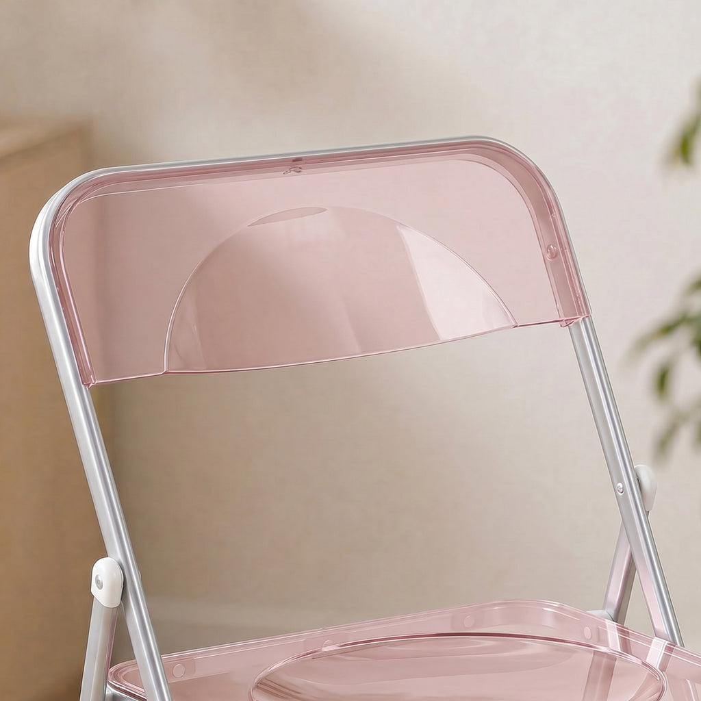 Lot de 4 chaises pliantes en acrylique et acier, chaises pliantes portables pour maison, salle à manger, roses-9