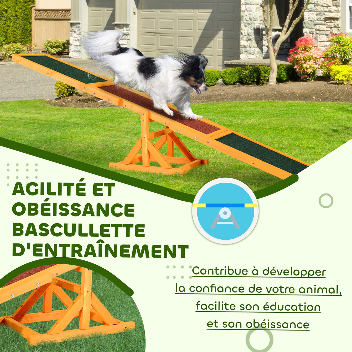 Agility sport pour chien bascule - bascule pour chien - équipement entrainement chien - bois pré-huilé feutre-6
