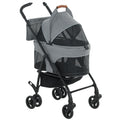 Poussette pour Chien Pousse-Chien 3 en 1 Détachable Pliable Nacelle Amovible et Sans Fermeture Éclair Suspension Gris-0