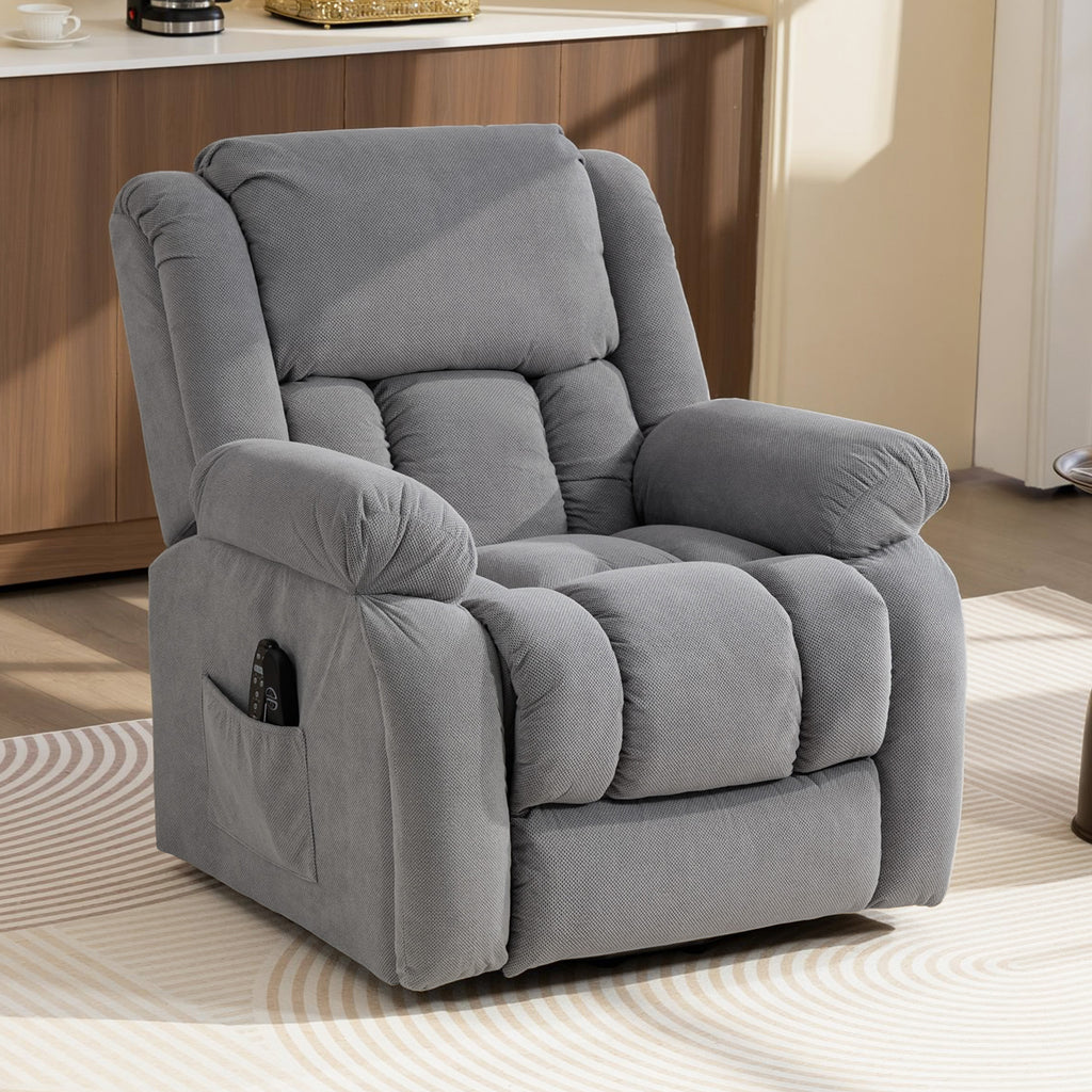Fauteuil releveur électrique massage et chauffage avec repose-pied, dossier inclinable, télécommande et poche latérale-1