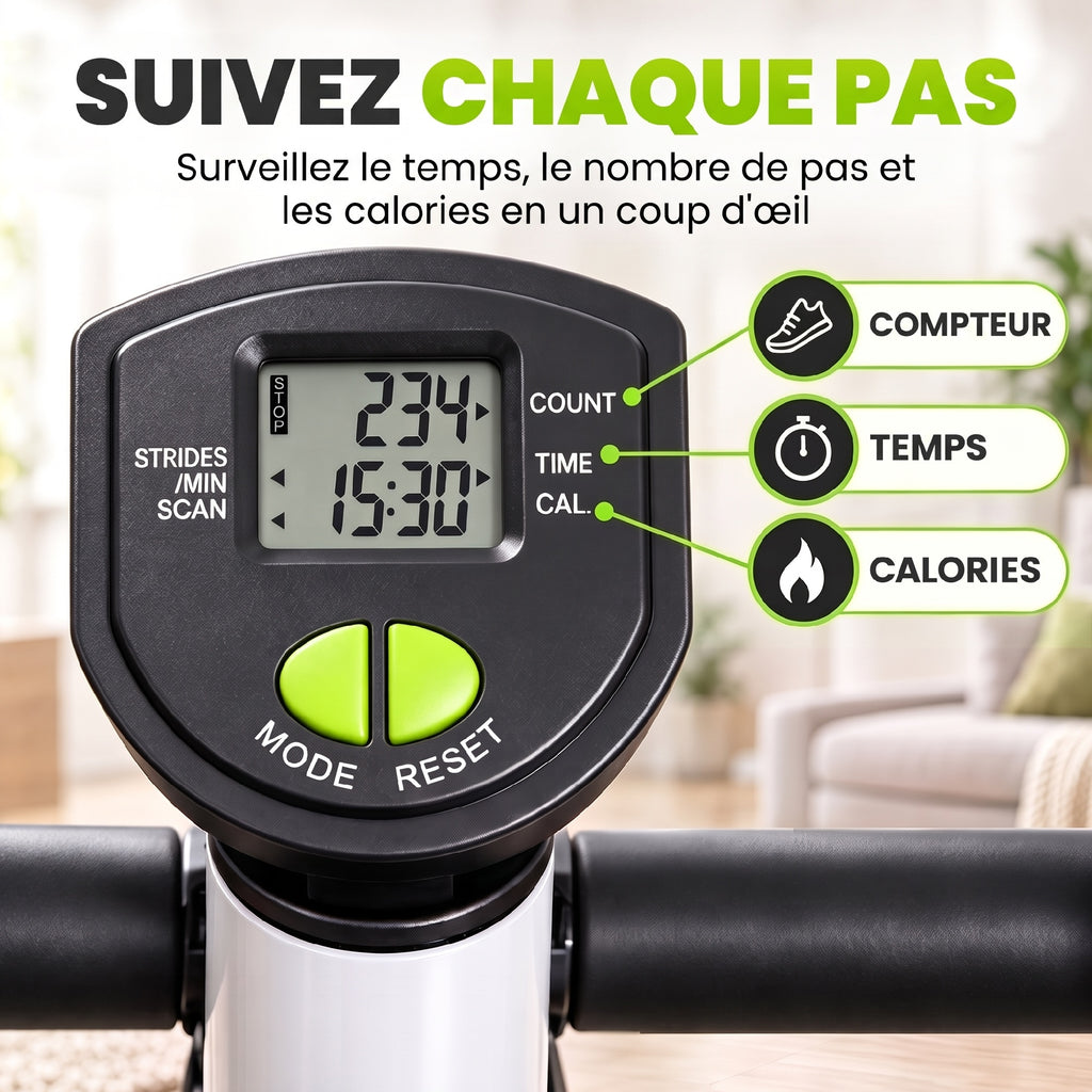 Stepper avec Guidon, Stepper Twist, Écran LCD, Résistance Réglable, Exercice Hanches, Jambes, Lombes, pour Maison, Acier, Blanc, Vert, Noir-4