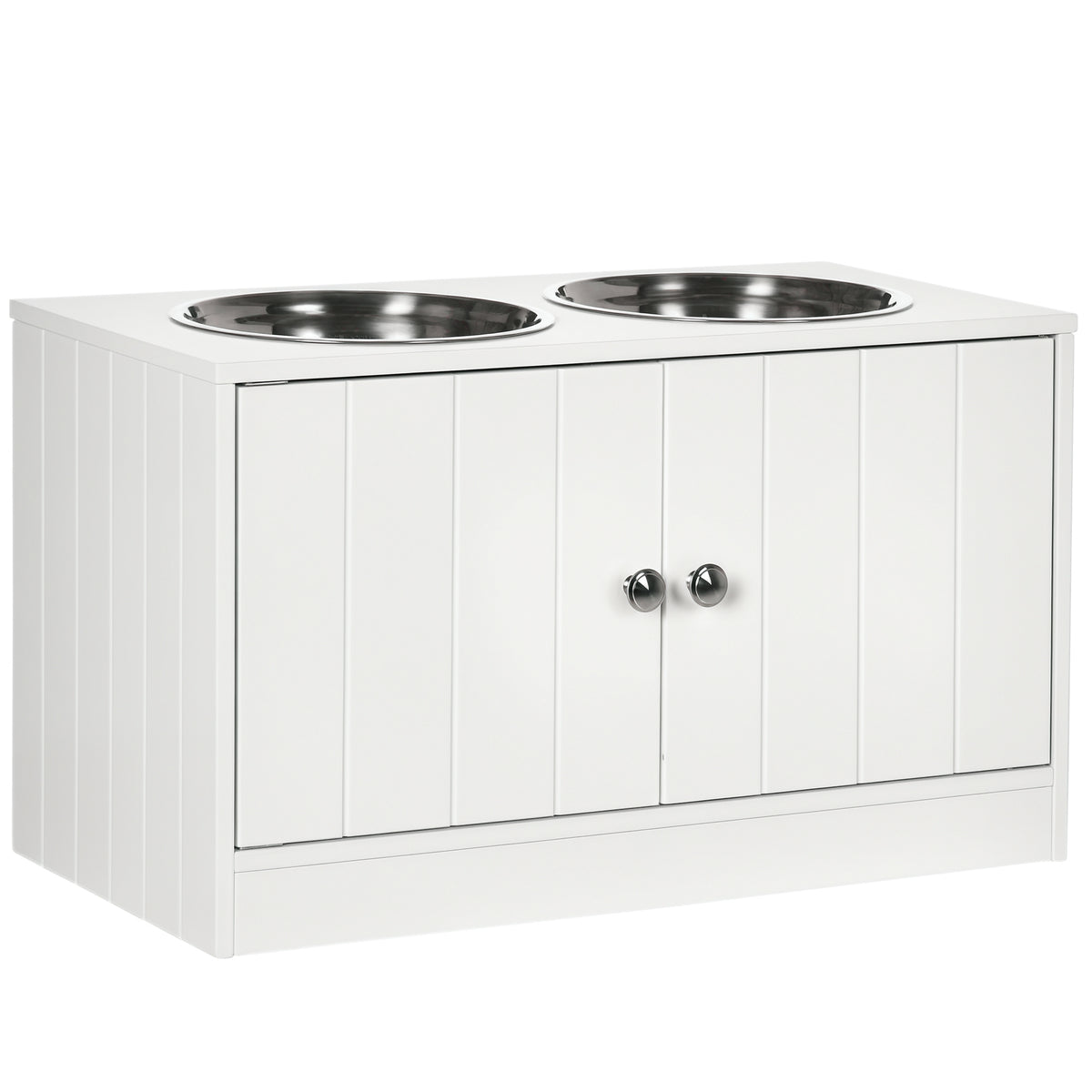 Gamelles Chiens Surélevées Gamelle Double Chien Chat Porte-Gamelles 60 x 30 x 35,5 cm 2 Gamelles 2L Acier Inox-0