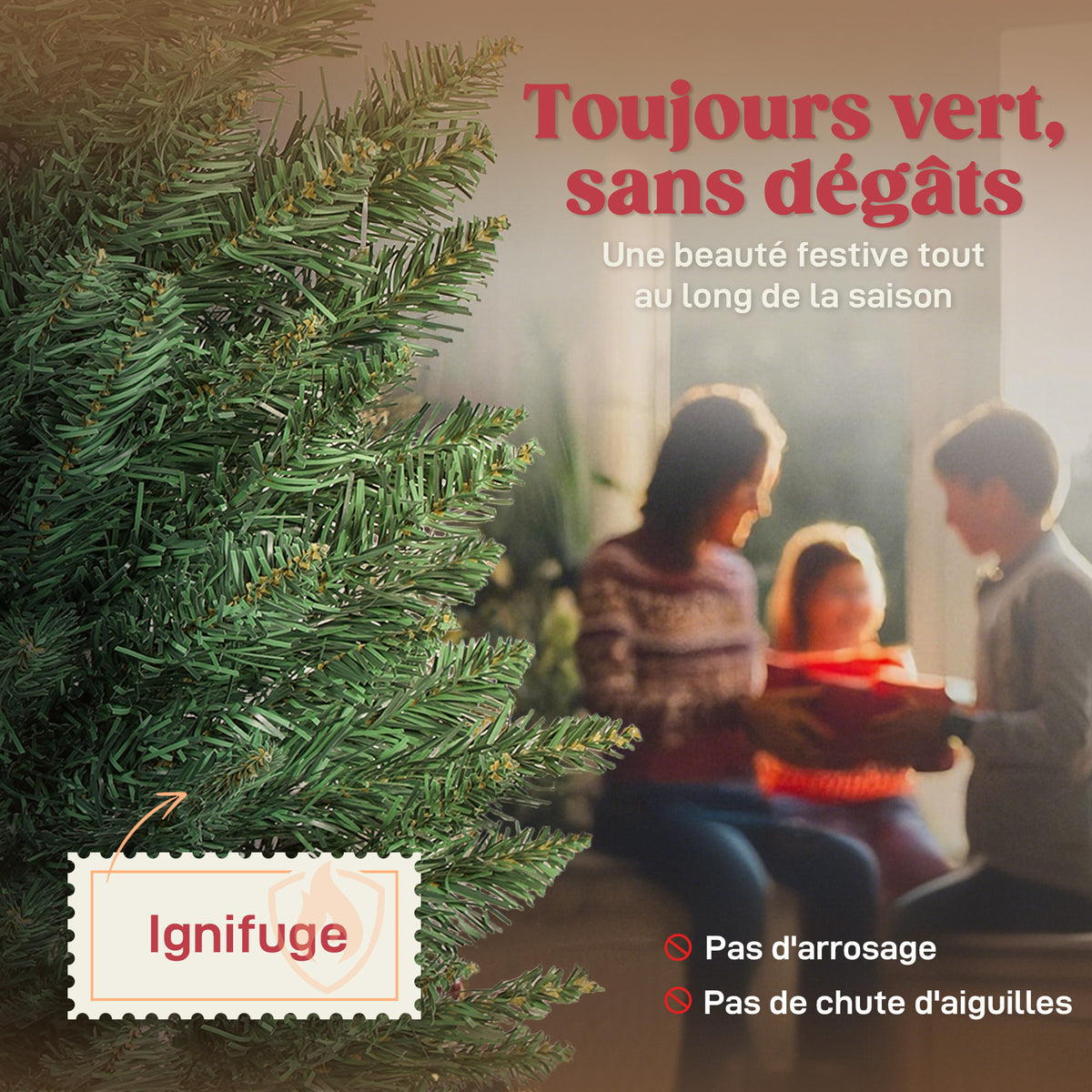 Sapin de Noël artificiel 180 cm, arbre de Noël slim, 321 pointes, facile à monter et ranger, pour maison bureau, vert-3