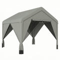 Tonnelle de jardin pavillon de jardin hydrofuge structure robuste en acier galvanisé avec toit double pente 3x3m gris-0