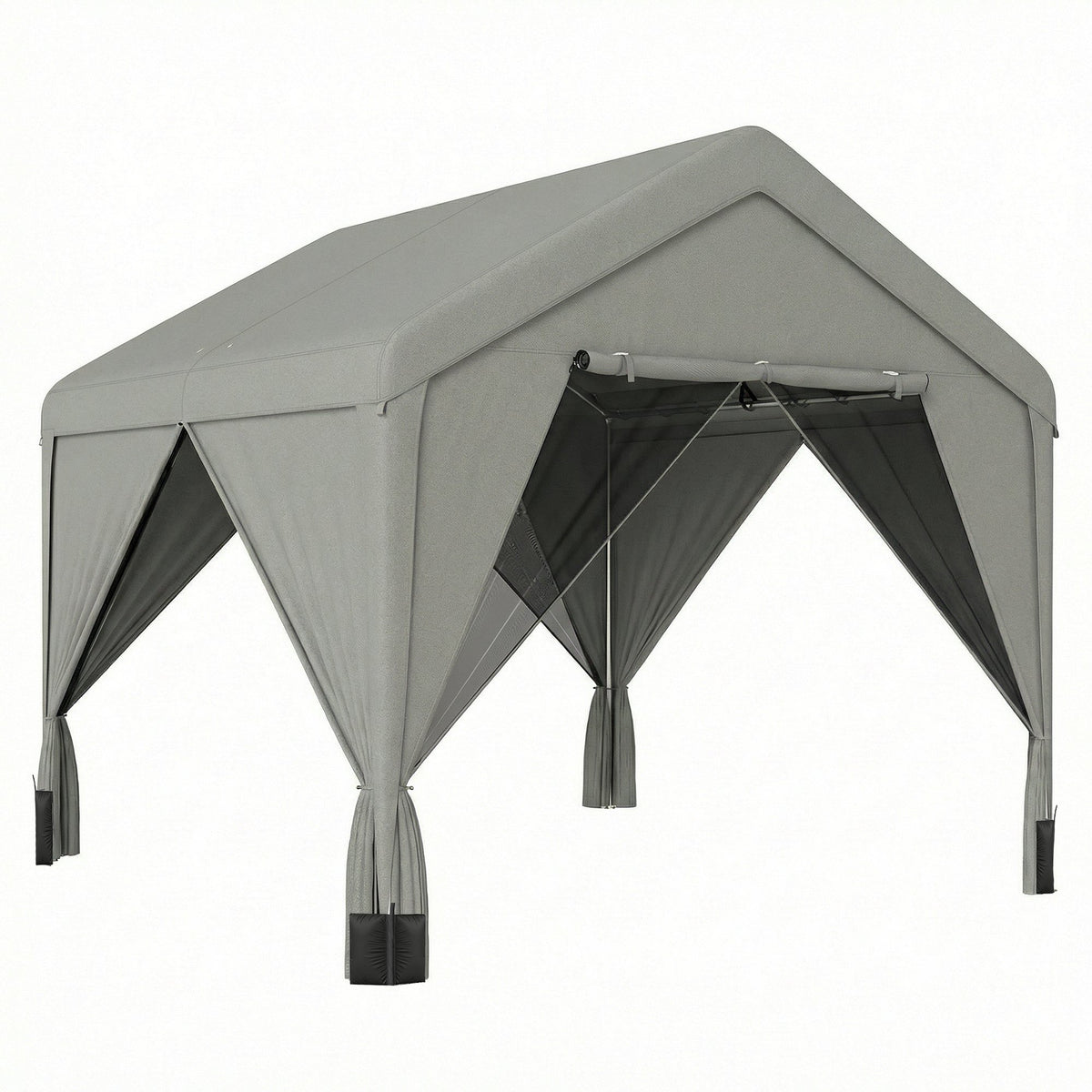 Tonnelle de jardin pavillon de jardin hydrofuge structure robuste en acier galvanisé avec toit double pente 3x3m gris-0