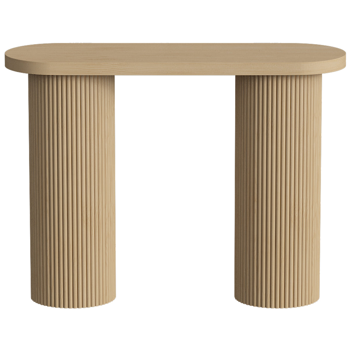 Table Console Cannelée, Rangement Dissimulé, Pieds Colonnes, Style Rustique, Console d'Entrée Étroite, 103x35x80cm Chêne-9