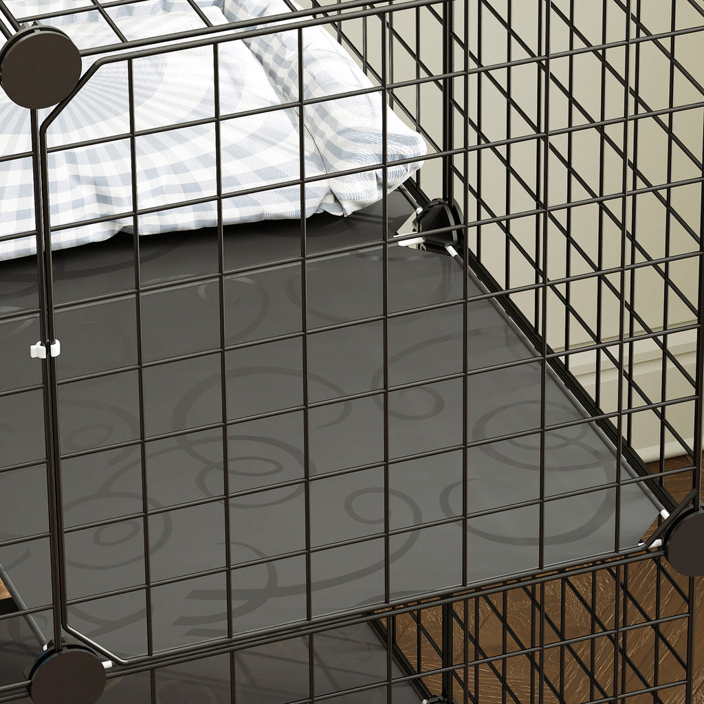 Cage Chat Intérieur Enclos Chat Modulable 2 Portes Hamac Échelle pour Petits Animaux de Compagnie 70x70x70cm Noir-7
