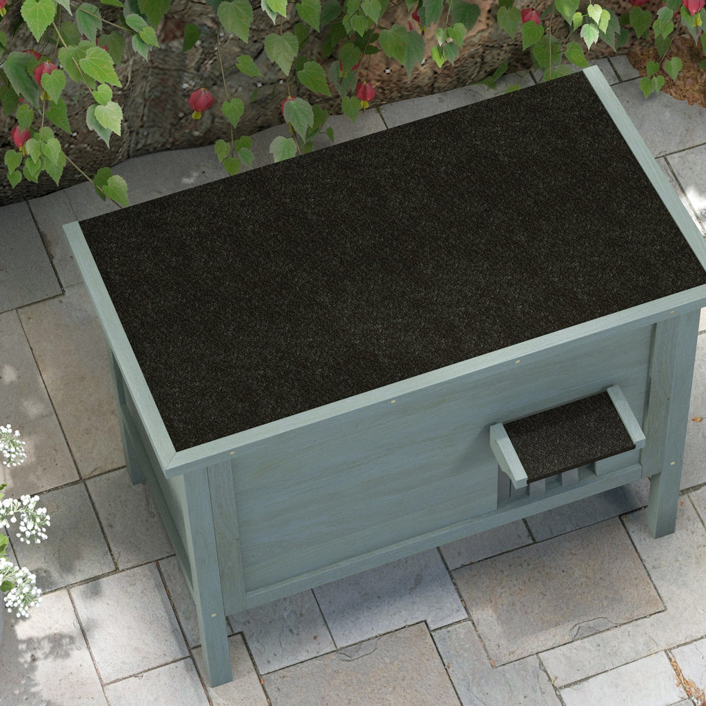 Maison pour chats niche d'extérieur en bois surélevée avec toit ouvrable isolée  85 x 50 x 68,5 cm gris foncé et noir-7
