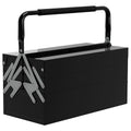 Boite à outils métallique - coffret à outils - caisse à outils 3 niveaux 5 plateaux rétractables - tôle acier noir-0
