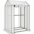 Serre de jardin avec 2 espaces et 2 portes enroulables - 0,8 m² Serre à tomates dim. 1L x 0,8l x 1,5H m, Acier et PE-0