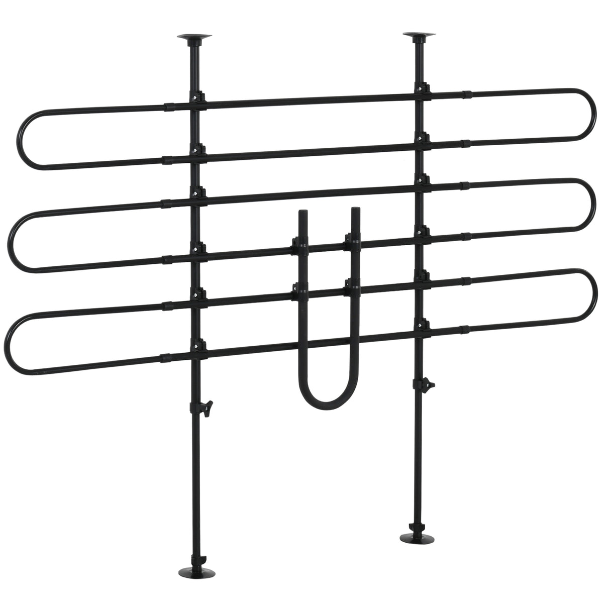 Grille de séparation voiture pour chien réglable, largeur : 87-135 cm, hauteur : 85-120 cm, barrière de sécurité universelle en acier, pour coffre de voiture pour chien, noir-0