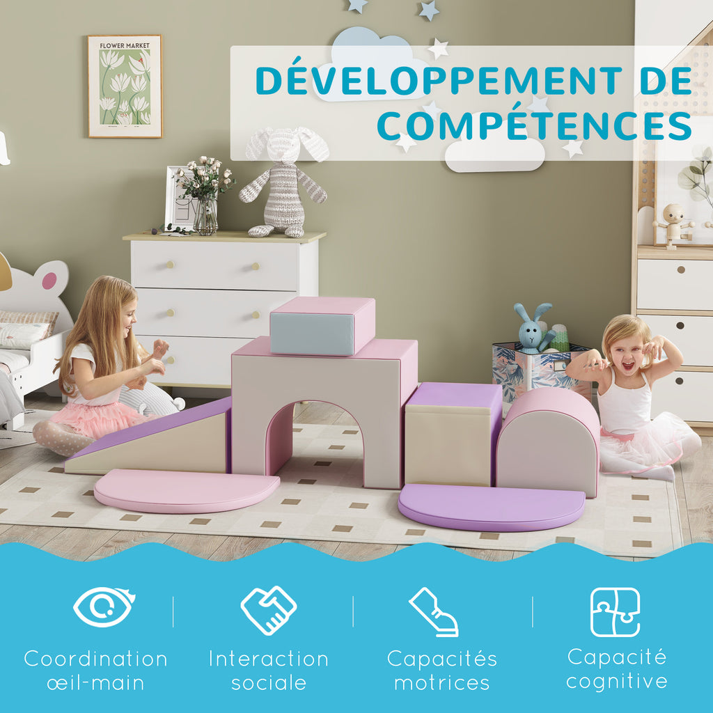 7PCS Module motricité bébé parcours motricité bébé en mousse EPE pour enfants d'âge préscolaire, multicolore-3