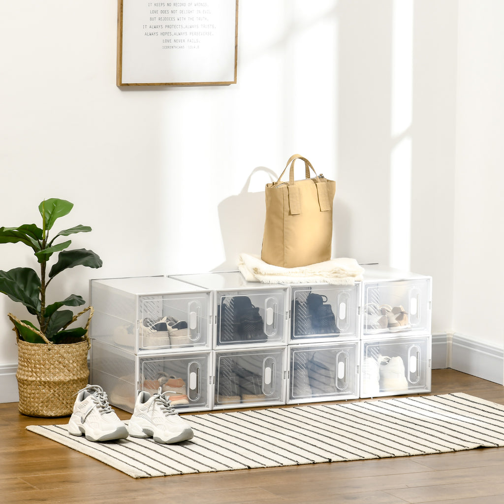 Lot de 8 boites cubes rangement à chaussures modulable avec portes transparentes - 25 x 35 x 19 cm-1
