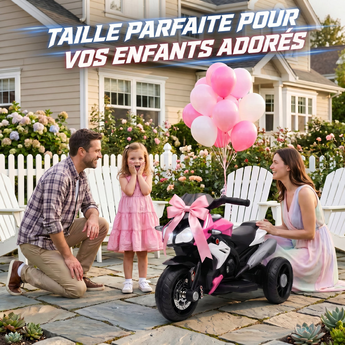 Moto électrique enfants 3 roues 6 V, voiture électrique enfants 3 à 5 ans, effets lumineux et sonores, 86x42x52cm, rose-6