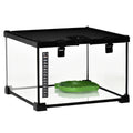 Boîte à reptiles boîte d'élevage de reptiles habitat de terrarium couvercle coulissant treillis métallique thermomètre-0