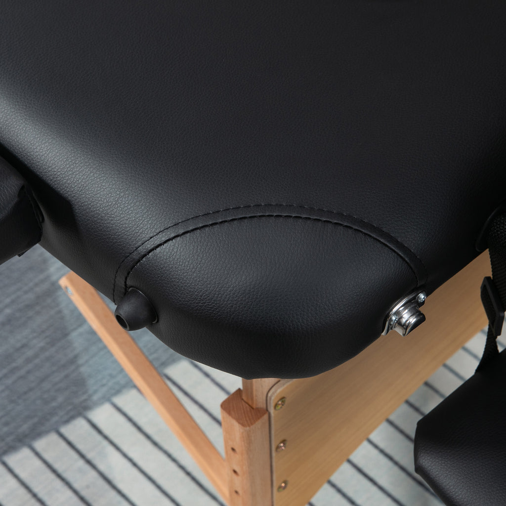 Lit/Table de Massage cosmetique Pliable en Bois 2 Zones noir-8