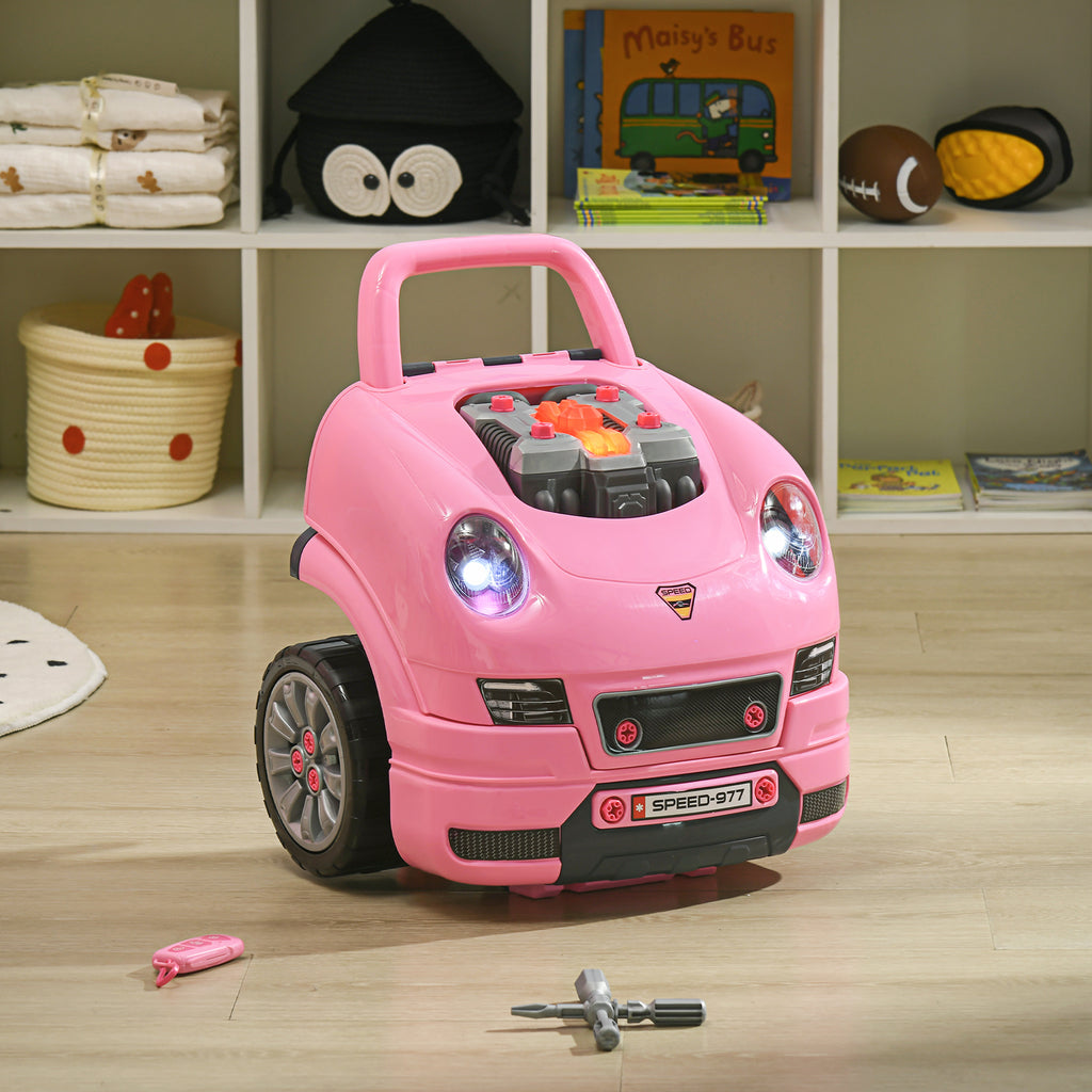 Camion mécano 2 en 1 jouet bricolage enfant jeu d'imitation mécanicien nombreux qccessoires total de 61 pièces rose-9