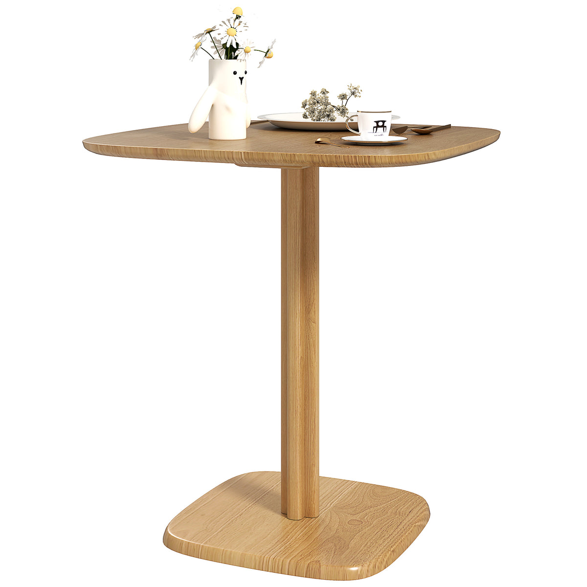 Table à manger pour 4 personne table de cuisine style moderne avec plateau aspect bois, 70 x 70 cm, bois naturel-0