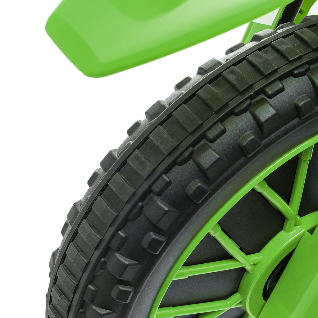 Moto Cross électrique pour Enfant 3 à 5 Ans 12 V 3-8 Km/h avec roulettes latérales Amovibles dim. 106,5L x 51,5l x 68H cm Vert-8