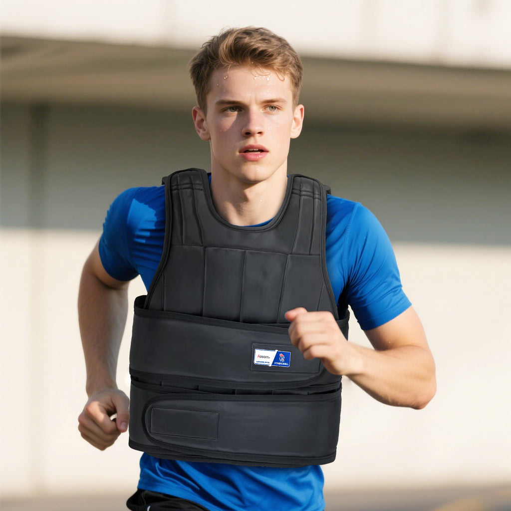 Gilet lesté réglable - veste lestée 20 Kg max. poids amovibles entraînement musculation exercice-1