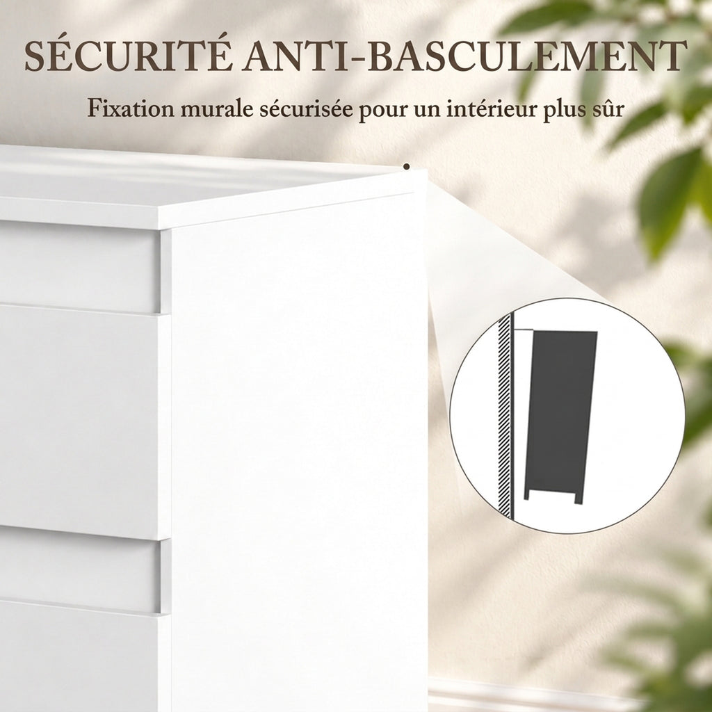 Lot de 2 Tables de Chevet, Tables d'Appoint avec 2 Tiroirs, Style Moderne, pour Chambre, Salon, 40 x 34 x 46,5 cm, Blanc-5