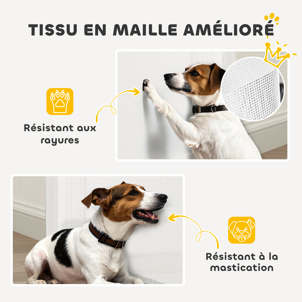 Barrière rétractable pour chien de 0 à 144 cm barrière d'escalier et de portes pour chien chat avec verrouillage blanc-4