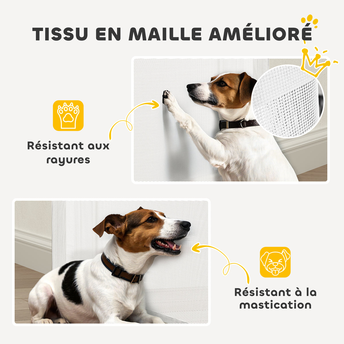 Barrière rétractable pour chien de 0 à 144 cm barrière d'escalier et de portes pour chien chat avec verrouillage blanc-4