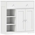 Meuble de Salle de Bain avec 1 Tiroir, 2 Portes, 3 Compartiments Ouverts, Style Scandinave, 80x30x80,2cm, Blanc-0