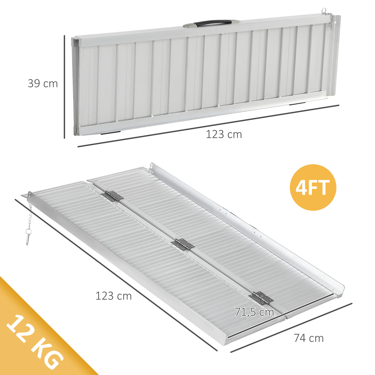 Rampe de chargement rampe d'accès pour fauteuil roulant pliable antidérapante capacité de chargement 270 kg-2