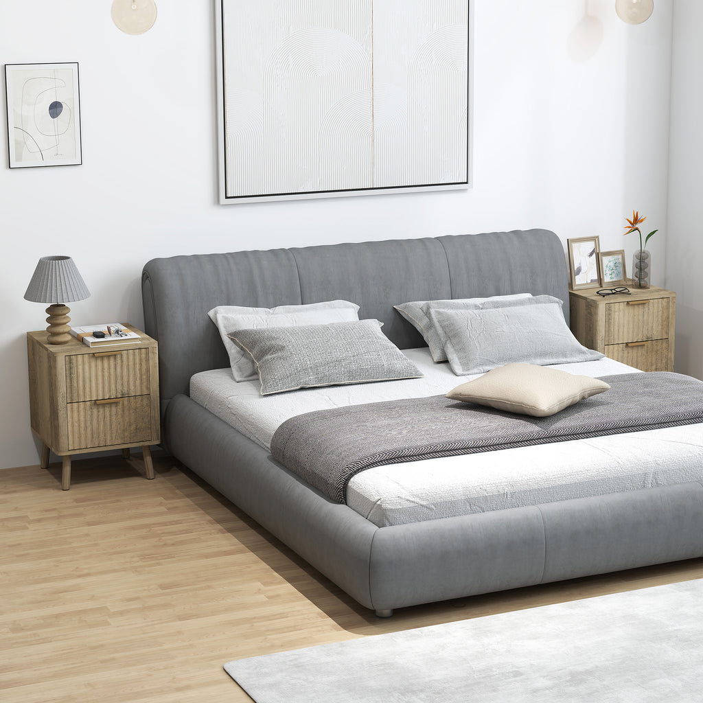 Lot de 2 tables de chevet avec 2 tiroirs cannelés pour chambre à coucher, salon, 40 x 40 x 53 cm, chêne-9