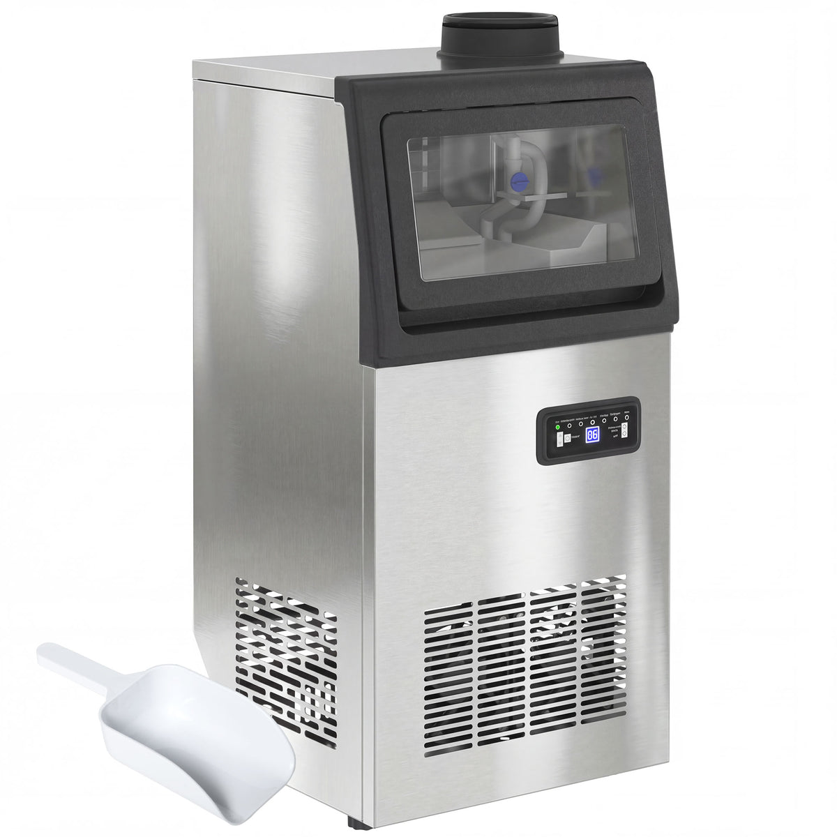 Machine à glaçons commerciale 36 kg/24h, acier inoxydable, ice maker, capacité 5,5 kg, 36 cubes par 10 minutes,-0