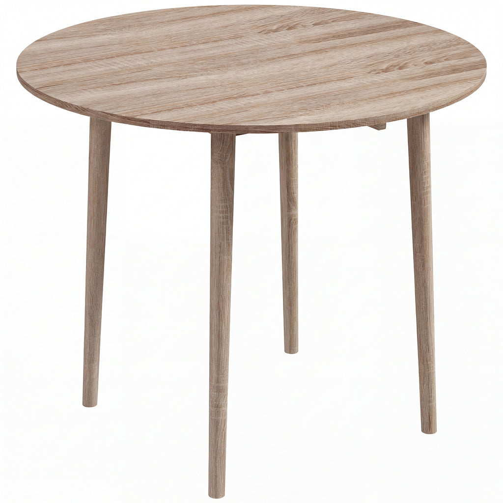 Table de salle à manger pliante 2 abattants - table ronde extensible - peu encombrante avec pieds en bois Ø89 x 73.5H cm-0