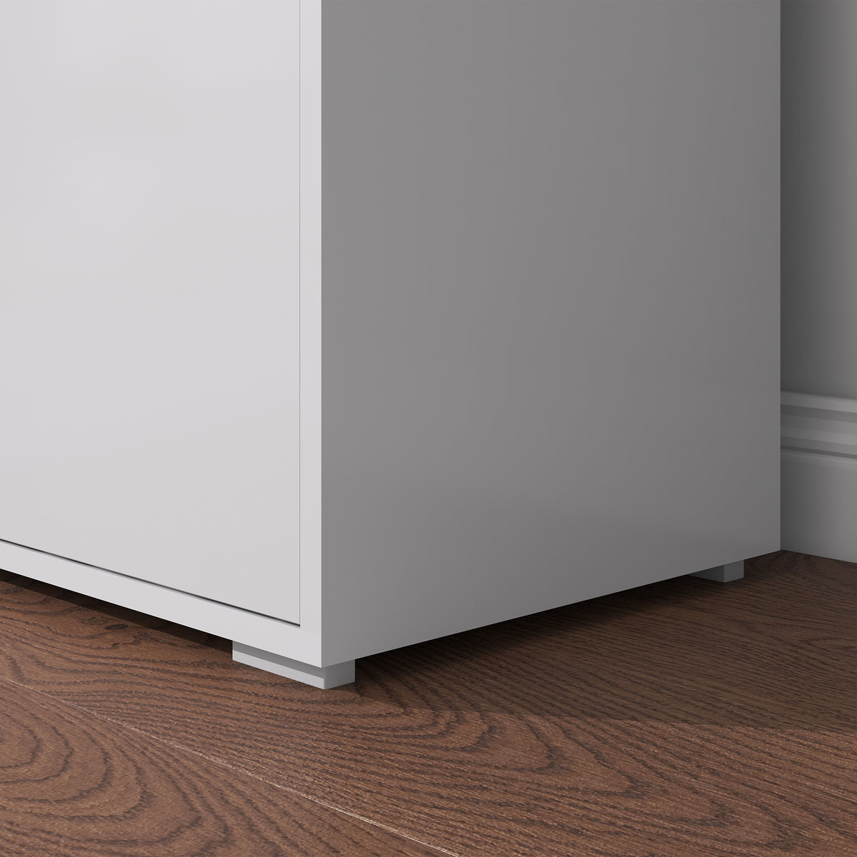 Commode Buffet Meuble de Rangement 2 tiroirs 2 Portes avec étagère 79 x 36 x 74 cm Blanc brillant-8