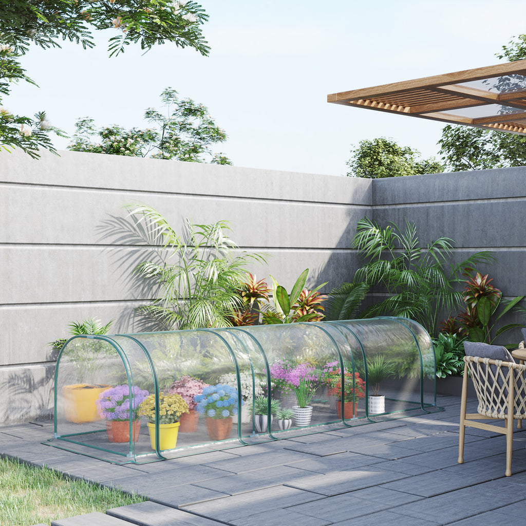Mini Serre de Jardin, Mini Serre Tunnel, Serre à Tomates 3,5L x 1l x 0,8H m, Acier, PVC Anti-UV, 3 Fenêtres-9
