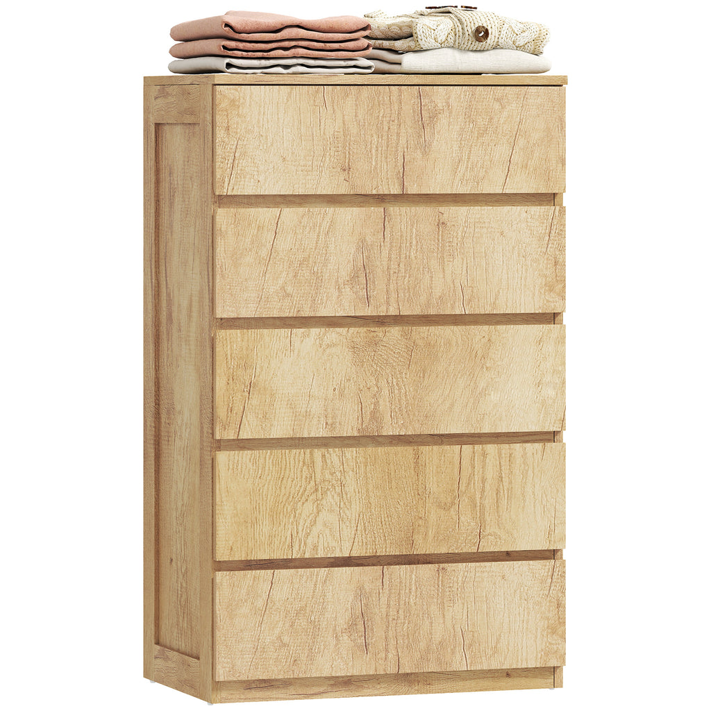 Commode 5 tiroirs meuble de rangement sans poignées design minimaliste 60 x 39 x 100 cm bois naturel-7
