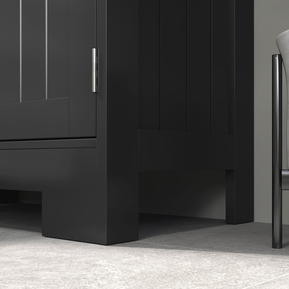 Meuble Bas de Salle de Bain Multi-rangements Grande Niche 2 tiroirs Placard Double Porte avec étagère Noir-8