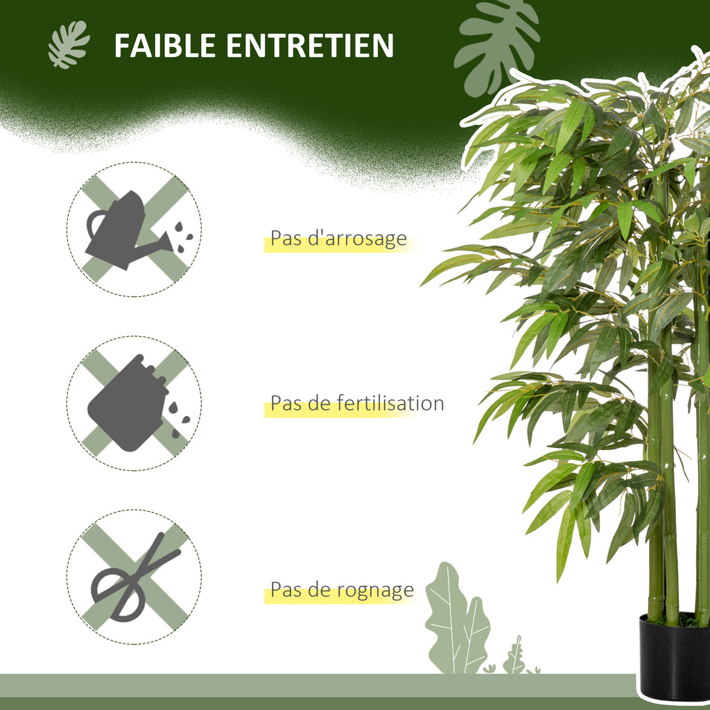 Plante artificielle bambou arbre artificiel 140 cm avec pot, fausse plante vert décoration d'intérieur-5