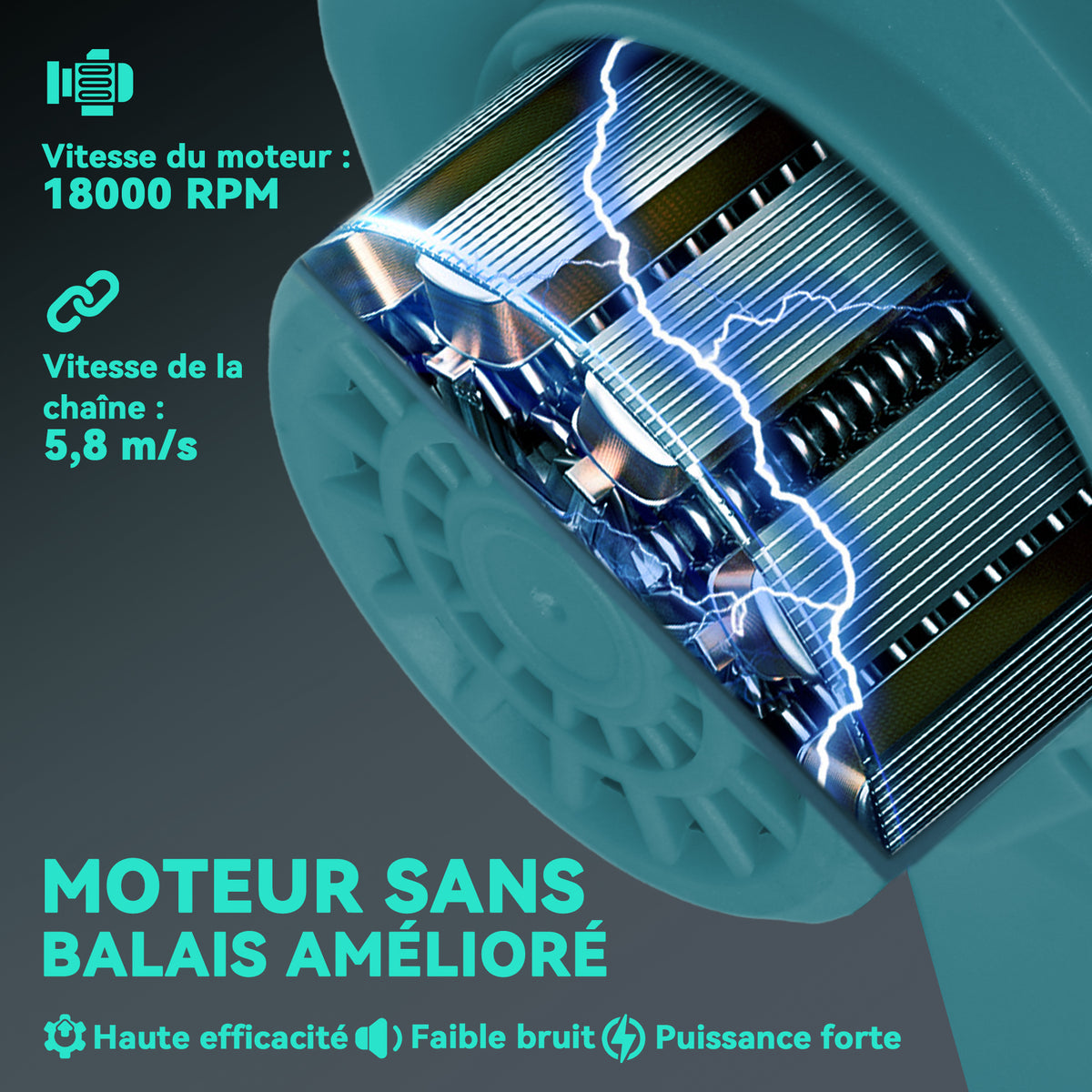Mini tronçonneuse à batterie 8 pouces 6000mAh 580W élagueuse sans fil pour branches et jardin perche télescopique bleu-4