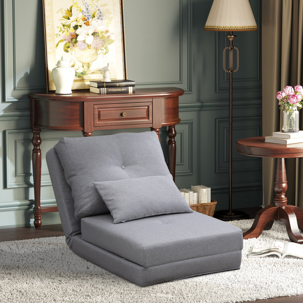 Chauffeuse canapé-lit convertible fauteuil 1 place avec 1 coussin avec dossier réglable, gris clair-9