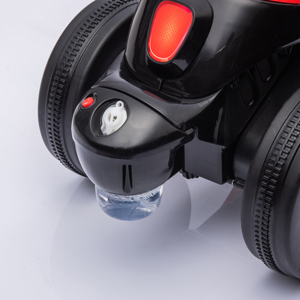 Moto électrique enfants 2-5 ans, 3 roues, 6 V, 3 km/h, avec fonction de bulles, effets lumineux et sonores, rouge-8