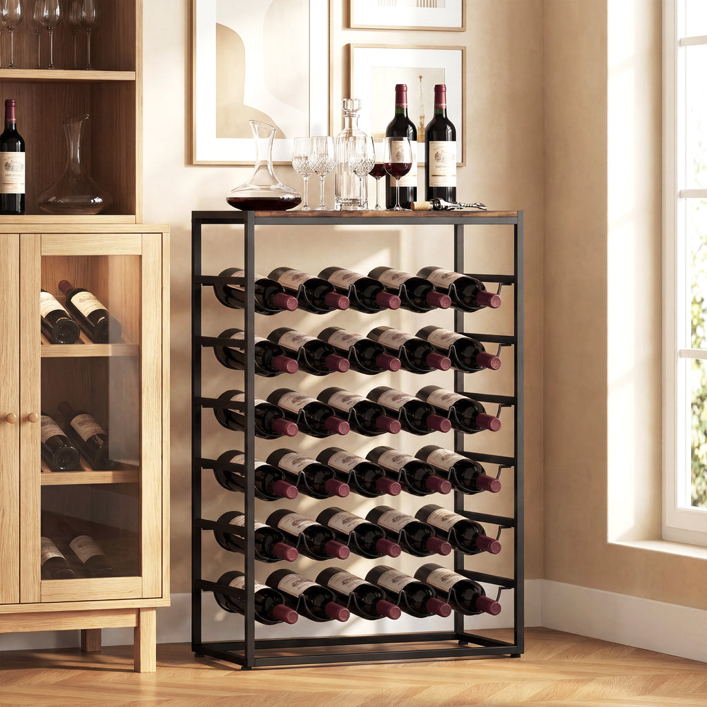 Casier à bouteilles pour 30 bouteilles, étagère à vin avec 6 niveaux, style industriel, 59x30x88,5cm, brun rustique-7
