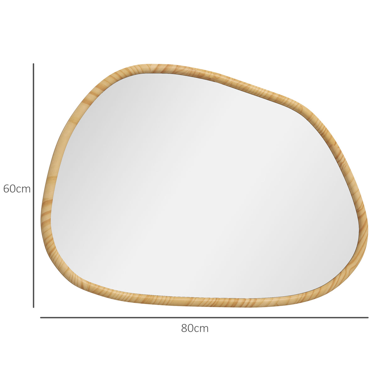 Miroir mural miroir décoratif forme organique avec cadre en bois horizontal ou vertical 80 x 60 cm naturel-2