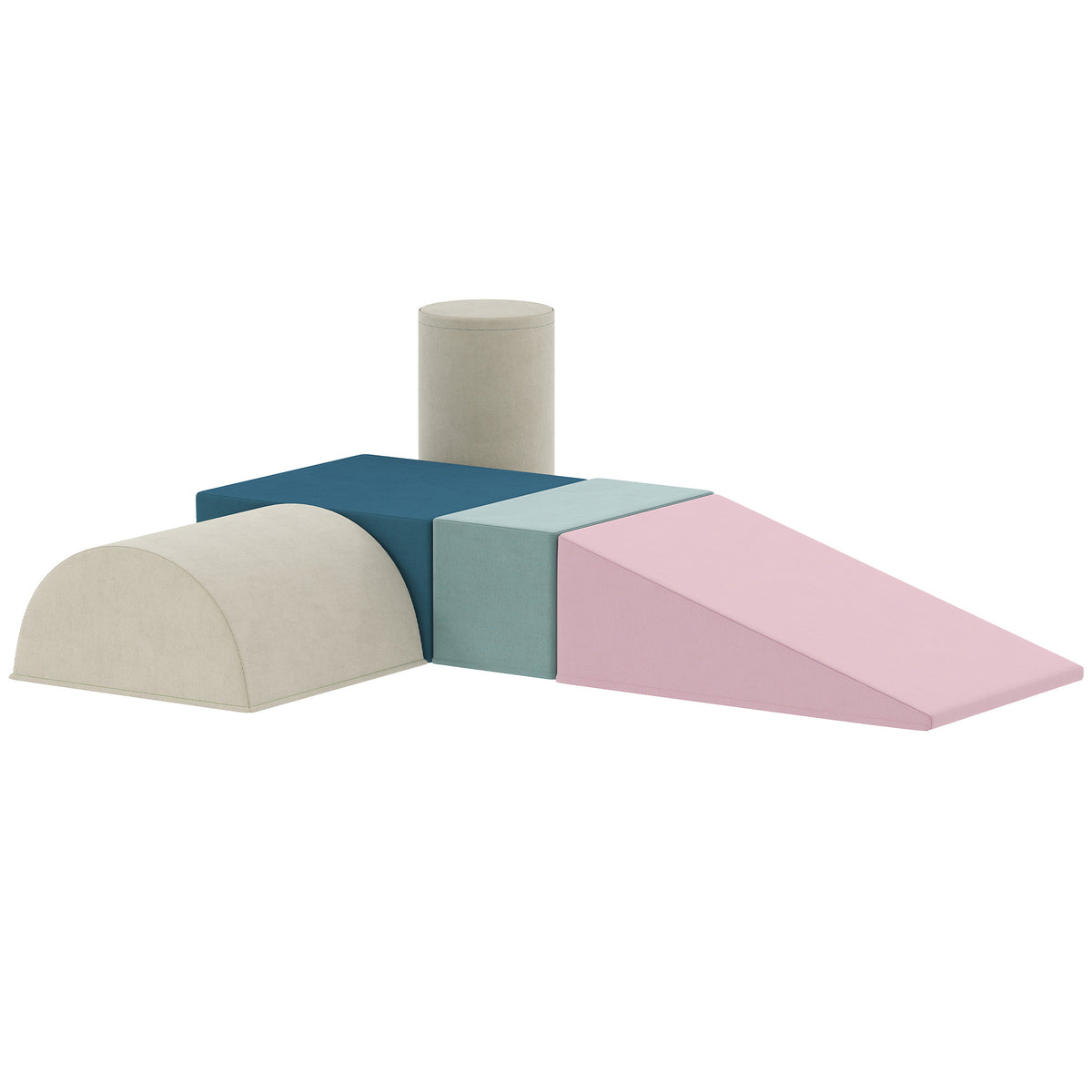 Parcours motricité bébé 5PCS, module en mousse souple avec housse en velours, multicolore-0